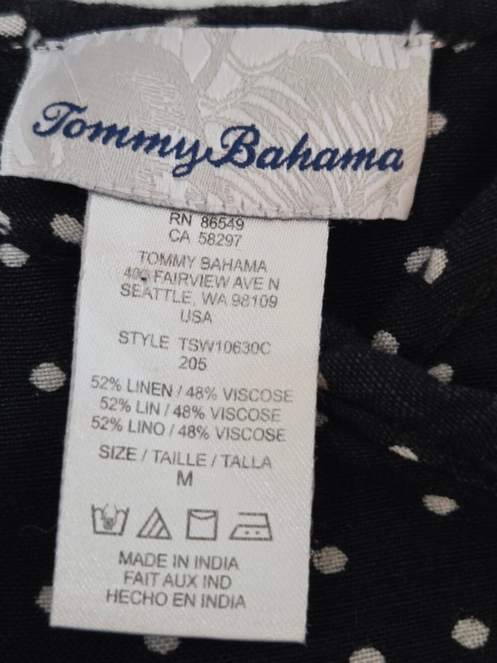 Tommy Bahama Sea Swell Linen Crop Jumpsuit Sz M Black Polka Dot Boho Resort - Picture 7 of 12